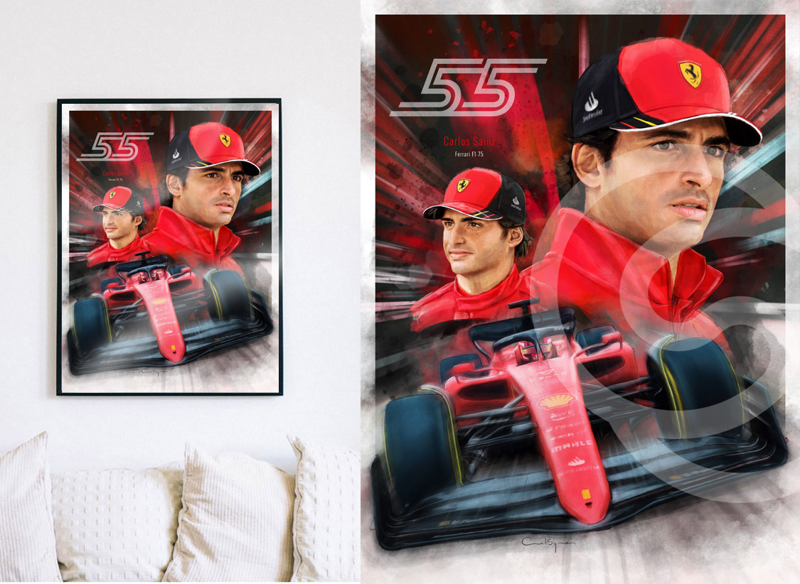 Carlos Sainz Jr, 2021 Ferarri F1 Driver, Art Print