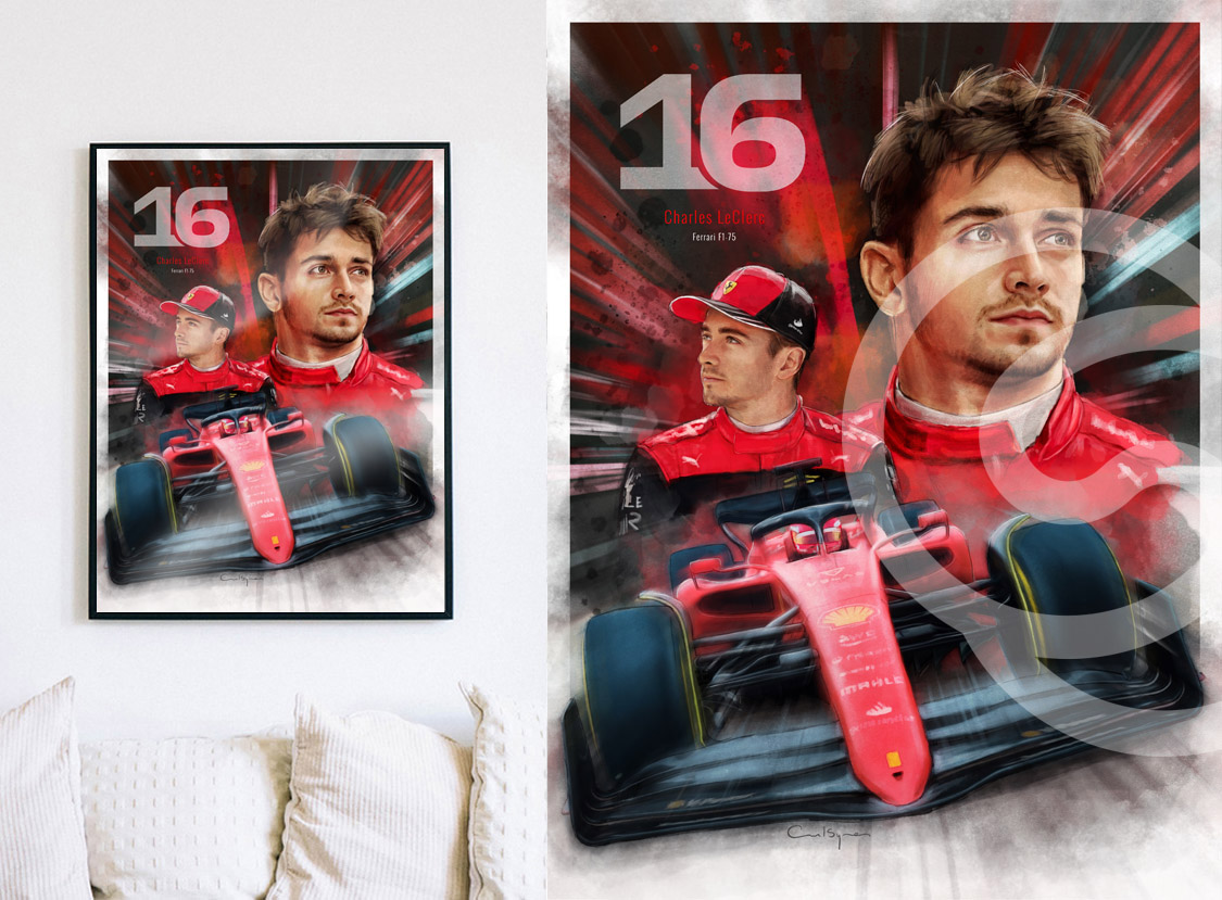 Charles LeClerc, Ferrari F1 Driver, Art Print