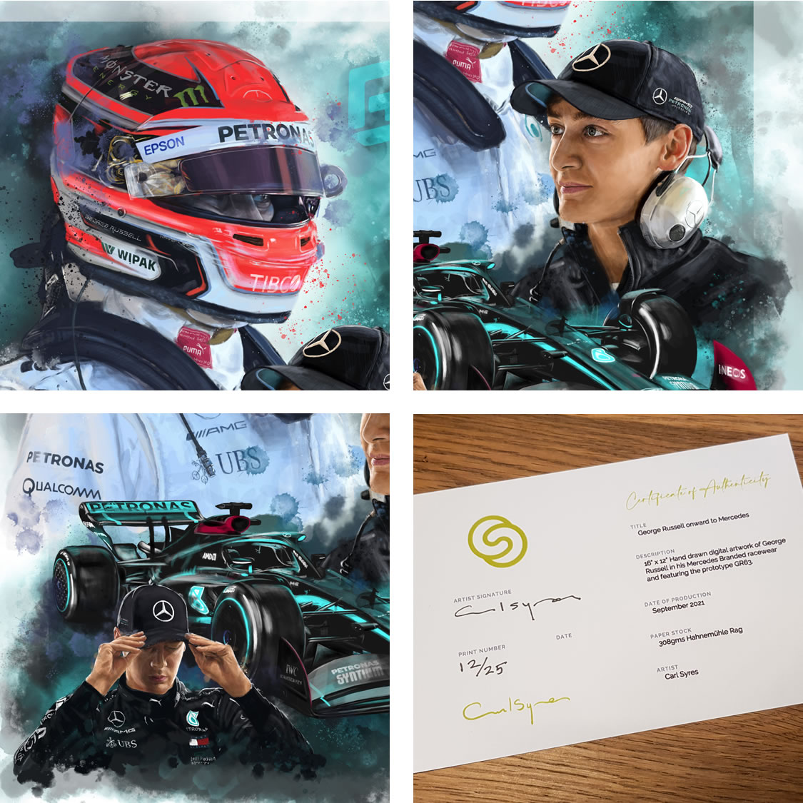 George Russell Mercedes F1 Driver Prints