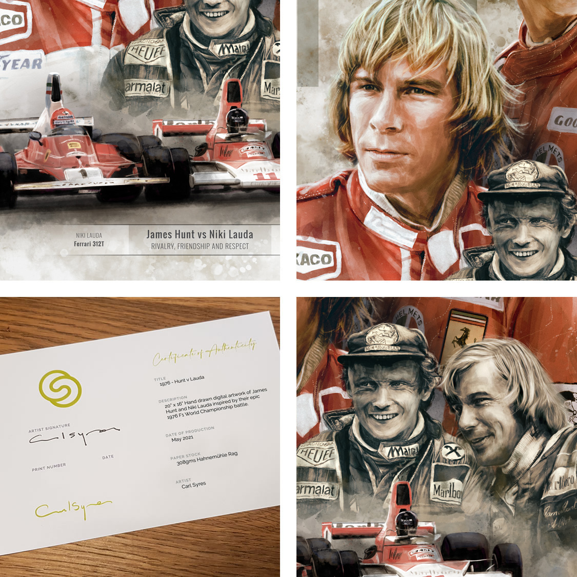 James Hunt Niki Lauda Driver Prints