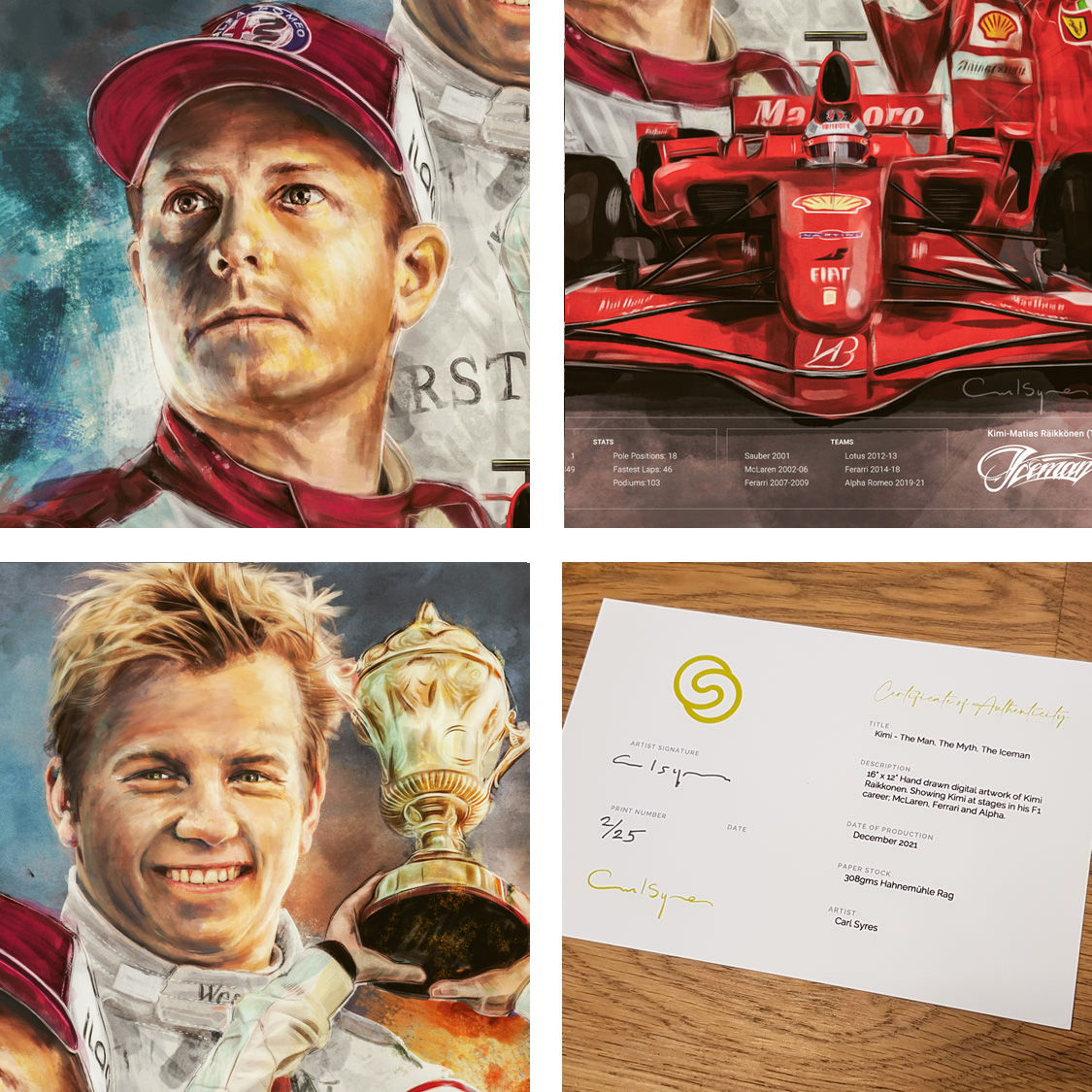 Kimi Raikkonen 'The Ice Man' F1 Driver Prints