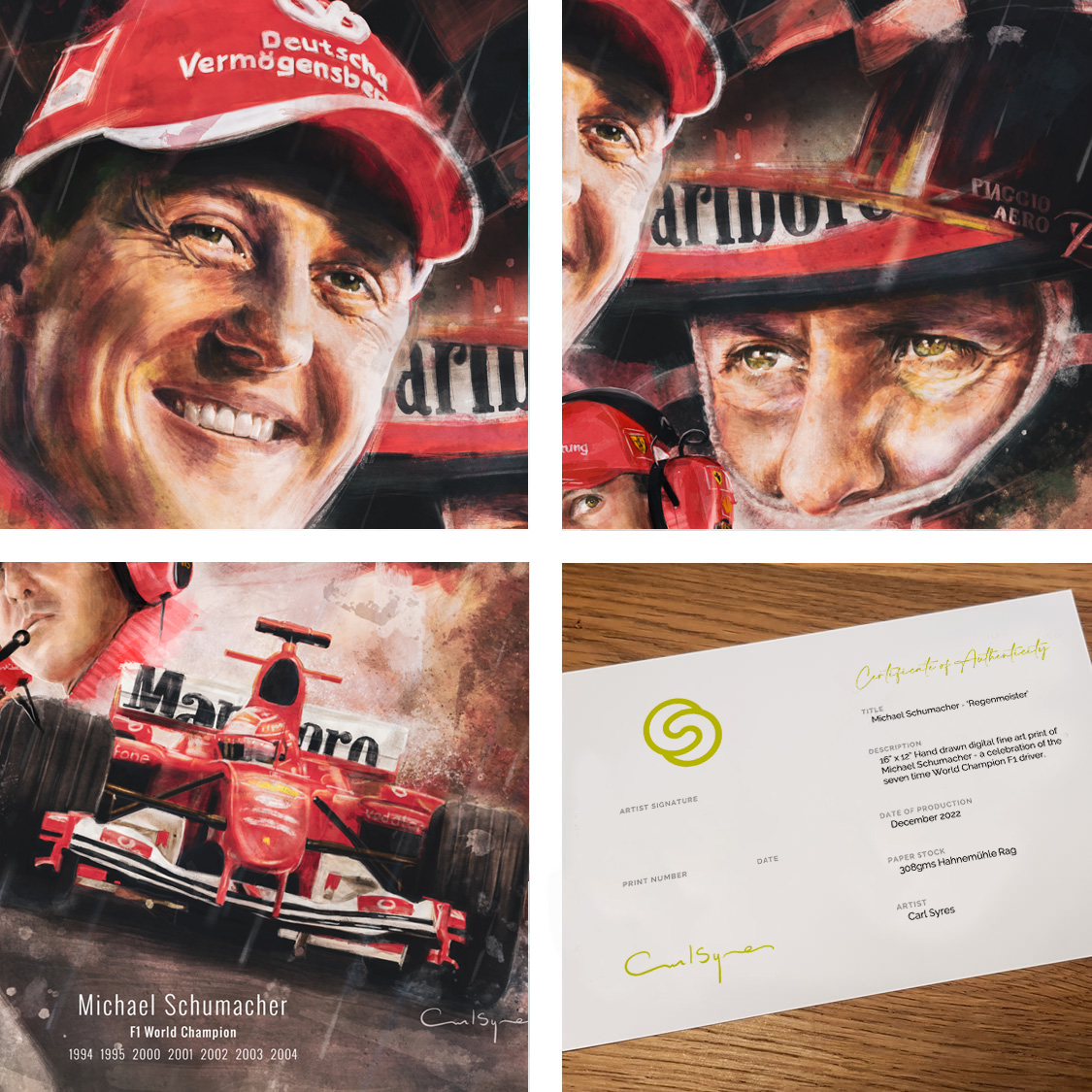 Michael Schumacher Ferrari F1 Driver Prints