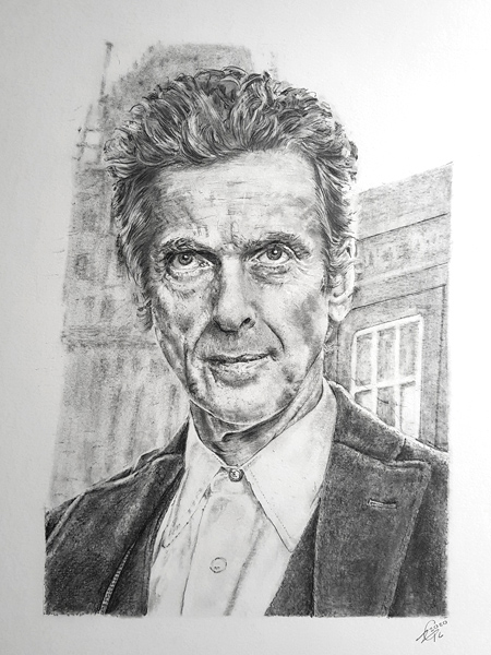 12th Doctor Who - Peter Capaldi pencil drawing portrait.
