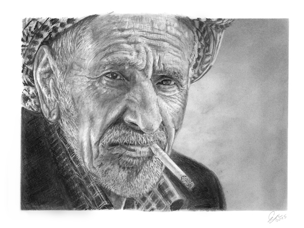 Old man pencil drawing.